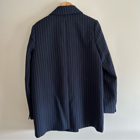 Frank & Oak Navy Striped Double Breasted Blazer Size S - Picture 4 of 9